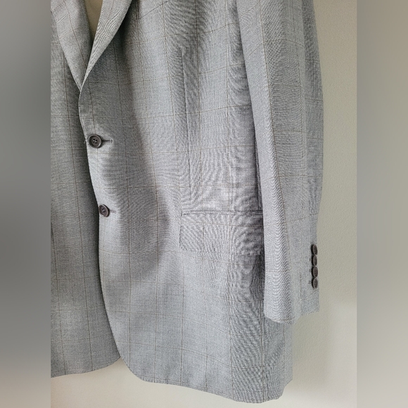 Trussini Luxe 100% Wool Men's Sport Coat/Blazer Light Gray Plaid EU52/US L - Picture 16 of 16